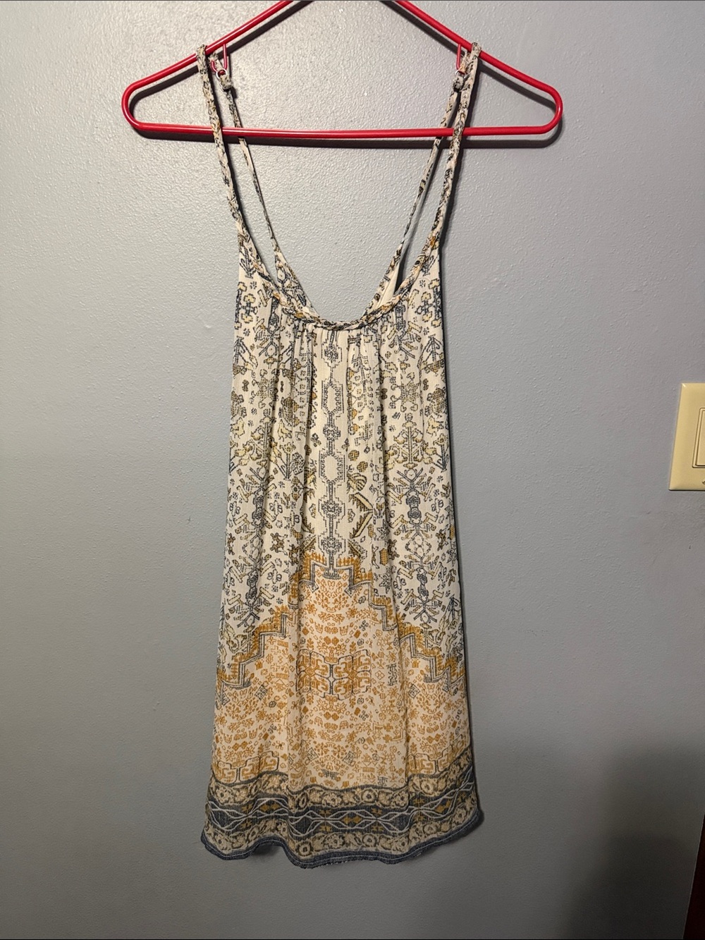 Hollister Yellow & Gray Boho Mini Dress